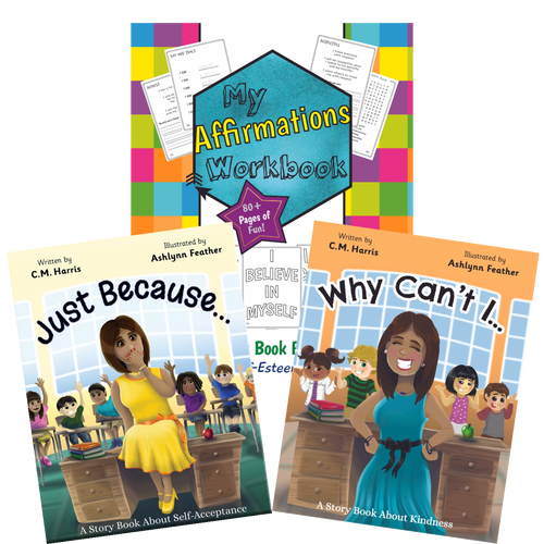 Collection of educational books and workbooks on a white background