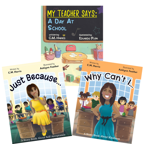 Three children's books on a white background